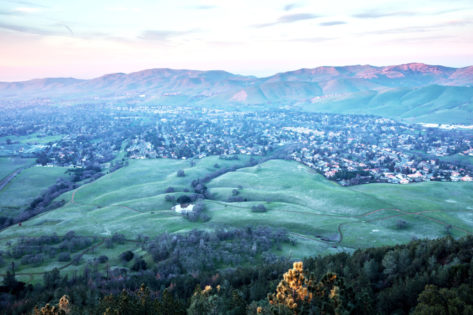 Dusk over Clayton and Mitchell Canyon from Mountt Diablo State P